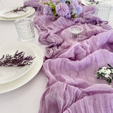 5PCS Purple Semi-Sheer Gauze Wedding Table Runner Cheesecloth Vintage Dining Party Banquets Christmas Arches Cake Table Decor