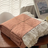 Korean Princess Style Lace Ruffles Soft Washed Cotton Skin-friendly Bedding Set Duvet Cover Bed Sheet/Fitted Sheet Pillowcases