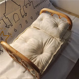 Handmade Retro Rattan Long Bed Newborn Photography Props Unisex Baby Posing Furniture Studio Shooting Background Accessories Set