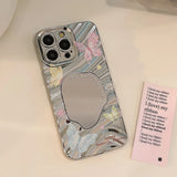 Y2K Butterfly Plating Wave Mirror Phone Case For iPhone 16 15 14 13 12 11 Pro Max XR X XS 7 8 Plus Bracelet Shockproof Cover