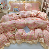 Striped Ruffles Duvets Cover Sets Single/Queen Size Bed Cover Set Skin-friendly Soft funda nordica 150 cama Blue Color