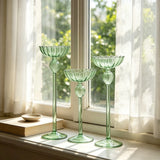 Vintage Clear Glass Candle Holder 3PCS Tall Stem Tealight Candlestick Elegant Table Centerpiece Party Wedding Home Desktop Decor