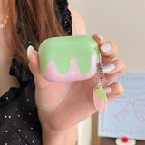 Korea Lovely Fresh Strawberry Pattern Silicone Earphone Case for AirPods 2 3 4 Pro 2nd Generation Protective Cover Cute Pendant
