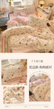 Korean Princess Style 4Pcs Floral Ruffles Bedding Set Single Queen Size Soft Skin-friendly Washed Cotton Duvet Cover Pillowcase