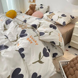 Bedding Set Flora INS Girls New Tulip Rabbit Double-layer  Bed Set Of Four Pieces Washing Cotton Bed Sheets Duvet Cover Set