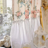 French Romantic Flowers Curtains Cloth for Living Room Lace Warp Ruffled Rose Tulle Curtains for Kitchen