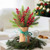 10Pcs Christmas Decoration Artificial Pine Branches Holly Berries Red Berry Branches for Christmas Tree Wreath Gifts Decoration