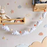 Nordic Felt Cloud and Pompom Garlands String Wall Hanging Decor Kids Room Bed Curtain Hanging Ornaments Party Banner Photo Props