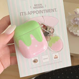 Korea Lovely Fresh Strawberry Pattern Silicone Earphone Case for AirPods 2 3 4 Pro 2nd Generation Protective Cover Cute Pendant