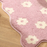 Tufting Flower Bathmat Fluffy Floral Rug Flocking Bathroom Tub Side Mat Door Carpet Floor Anti Slip Doormat Home Room Decor