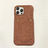 Luxury Denim Leather Card Bag Case For iPhone 15 14 13 12 11 Pro Max