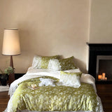 Vintage French Jacquard Lace Patchwork Bedding Set Lyocell Soft Silky Cooling Duvet Cover Flat/Fitted Bed Sheet Pillowcases 4Pcs