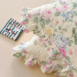 2pcs Flower Prints Ruffles 100% Cotton Pillowcases 48x74cm Sizes Cushion Cover for Bed Floral Style Adults Kids Pillowslip 베개커버