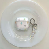 Matte colorful point crystal bead bracelet earphone case for apple airpods 1 4 pro 2nd 3 2 wireless bluetooth charging box