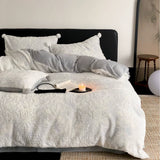 Latest Winter Thickened Milk Fleece 4pcs Bedding Sets Carved Flower Warm Comforter Bedding Sets for Home Bedroom