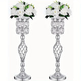 2/10 Piece Set Metal Diamond Crystal Vase, 24 Inch Gold Multi-Purpose Tall Flower Stand, Wedding Centerpiece Birthday Party Home