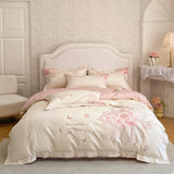 Flowers Embroidery Bedding Set Luxury 1000TC Egyptian Cotton Duvet Cover sets Flat/Fitted Bed Sheet Pillowcases Home Textiles
