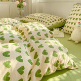 Cute pumpkin Korean Duvet Cover Set Skin Friendly Washed Cotton Bedding and Bed Sheets Girls Comforter Cover Single Queen Size