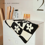 Checkerboard Flower Fluffy Tufting Bathmat Nordic Soft Plush Anti Slip Bathroom Carpet Entrance Rug Mat Kitchen Toilet Floormat