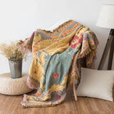 World map Cotton Bohemian Plaids Home Blanket Knitted Dustproof Sofa Cover Blanket Anti-Slip Decorative Blankets For Tea Table