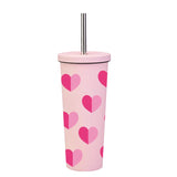 830ML Large Hole Thermos Cup With Straw And Pattern,Mug,Double Layer Stainless Steel Vacuum Flasks,Portable Insulated Water Cup