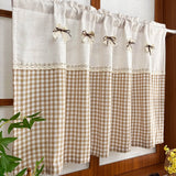 1PC Country-Style Checkered Small Window Short Curtain,Bow-Tie Splicing Design Half Curtain For Kitchen Door,Cabinet,Partition