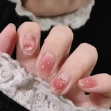 Nail Art Fake Nails Long Island Iced Tea Wearing Jiashan Camellia Flower 3D Light Change Love Girl Blush Wearing Press on Nails