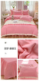 Princess Style Girls Bedding Set Ruffle Duvet Cover With Lace Korean Four Piece Set Quilt Cover Pillowcase Wedding Bedroom Decor