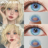 2pcs Half-Yearly Colored Contacts Big Diameter High Moisture Soft Lenses for Women Fashion Makeup Premium