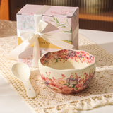 Oil Painting Ceramic Rice Bowl Spoon Tableware Personal Dining Bowls Dessert Bowl for Food High End Household Bowls
