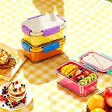 Multifunctional 800 ML Food Storage Box Reusable Leakproof Sealed Lunch Box with Fork Portable Food Storage Container Picnic Use