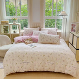 Ikeehome  Class A super soft jacquard cloud yarn cotton four-piece set, bed sheet, bed hat, quilt cover, student dormitory bed