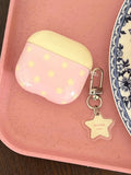 Foundation Star Yellow Cover + Pendant Earphone Case Suitable for Apple for Airpodspro2 Case/For Airpodspro Case/For Airpods4 Case/For Airpods3 Case/For Airpods2 Case/Fashionable Women's Earphone Case/Simple Earphone Case