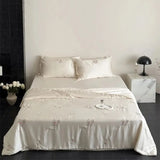 60S Lyocell Bamboo Fiber Flower Embroidery Summer Quilt Bedding Set Soft Silky Thin Comforter Blanket With Bed Sheet Pillowcases