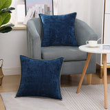 Velvet Chenille Cushion Covers Blue Pillow Cover with Stitched Edge 18x18 Luxury Throw Decorative Pillows for Sofa Home Decro