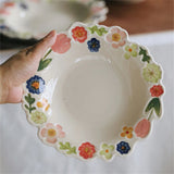 Cone Bowl Open Petal Side Bowl Kitchen Supplies Home Large Soup Bowl Restaurant Cute Flower Printing Tableware Dinner Plate