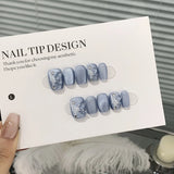 10Pcs Short Handmade Press On Nails Full Cover Cat Eye Shell Design Ocean Bubble Cute Fake Nails Wearable Manicure Nail Tips Art