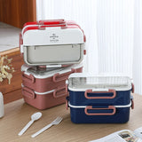 Lunch Box with Soup Bowl for Student Office Worker Microwave Heating Double-layer Box Bento Food Container Storage Box