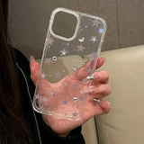 Luxury Bling Glitter Star Clear Case For iPhone 15 14 Pro Max 13 12 14 15 16 Pro Shockproof Transparent Soft Cover