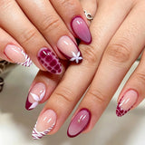 24Pcs Short Almond Press On Nails Floral French Tip Press ons False Nails Stars Print Fake Nails Leopard Print Fake Nails Set