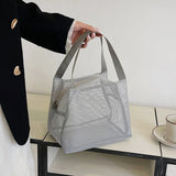 New Large Capacity Mesh Bag with handle Travel Toiltery Makeup Bag Portable Beach Bag Cosmetic Zipper Pouch