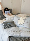 Cute Rabbit Embroidery Cotton Bedding Set Fre Sle Pure Cotton Bed eet Cover Quilt Cover Four Piece Set Luxury Girls Heart
