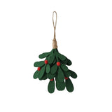 Non-woven Christmas Leaf Branch Pendant Lightweight Green Christmas Leaf Decoration with Red Berry Accent Christmas Tree Pendant
