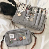 Large Capacity Canvas Storage Bag Simple Design For High School Students Multi-Layer Pencil Case And Bag For Boys And Girls