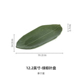 Japanese Bamboo Leaf Shaped Ceramic Tableware Rectangular Sashimi Sushi Plate Home Kitchen Accessories for Plates and