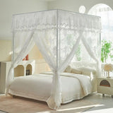 Lace Princess Palace Mosquito Net with Frame Romantic Three-door Bed Curtain with Dustproof Top French Design Home Decor