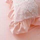 2pcs Lace Embroidery Pillowcase Lotus Leaf Pillow Cover Princess Girl Decoration Pillow Case White Pink Blue Bedding Pillow Sham