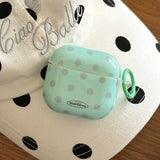 Mint Green Earphone Case For AirPods 1 2 3 4 Pro 2 Grey Polka Dot Pattern Simple Soft Silicone Protection Cover Cute Keychain