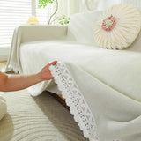 Herringbone Chenille Solid Sofa Towel Thickened Fur Ball Edge Sofa Cover for Four Seasons Cozy Skin-Friendly Blanket for Office