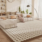 Fluffy Soft Bedside Rug Modern Style Carpets for Living Room Large Area Bedroom Decor Plaid Pattern Carpet Thick Plush Study Mat